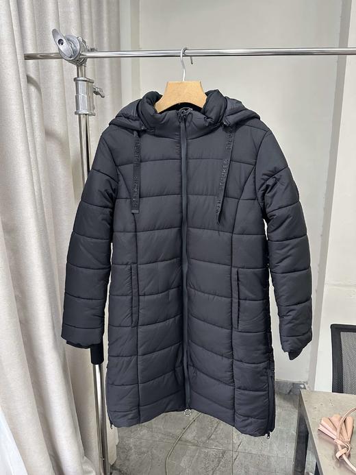 贝壳三 纯色绗缝中长款纯色棉服加厚保暖百搭女士棉衣C110823 商品图1