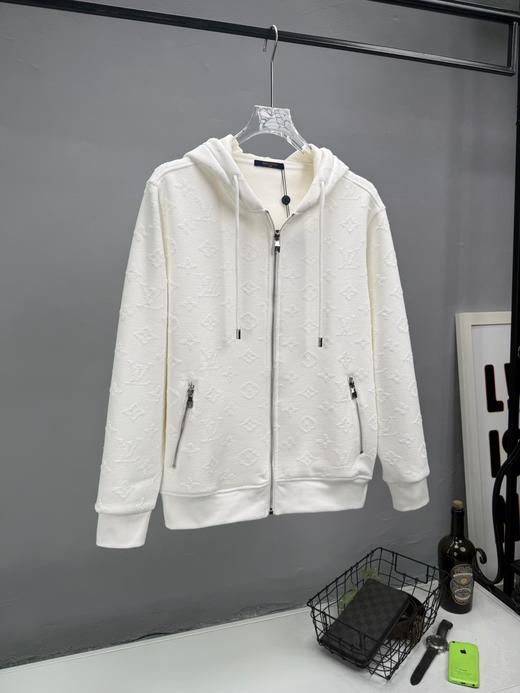 轻奢老花提花男士秋冬加绒拉链连帽卫衣外套 特惠 Z-15706 商品图0