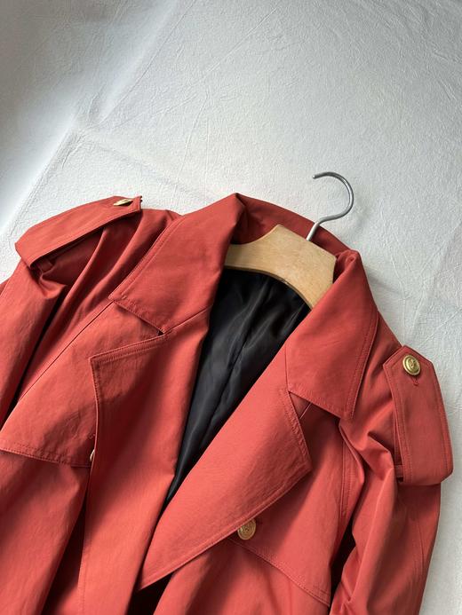 贝壳三 英伦风双排扣复古宽松风衣腰带收腰显瘦短款外套C110819 商品图6