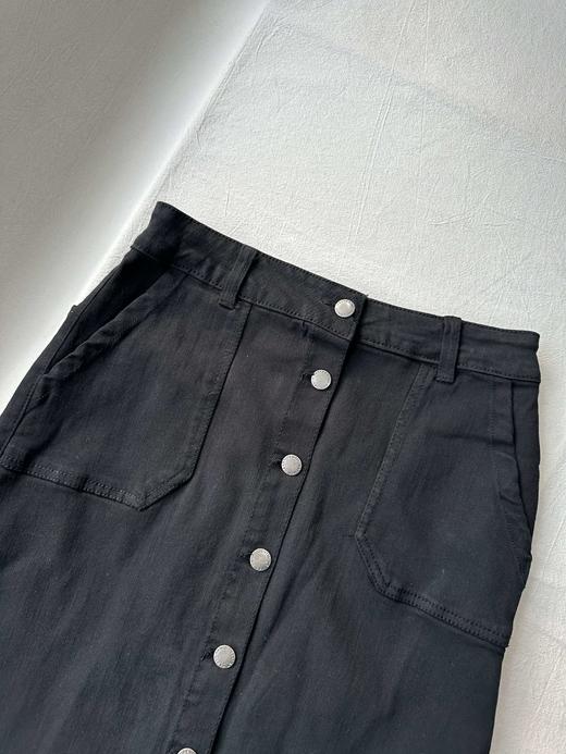 贝壳三 高腰纯色简约排扣牛仔裙小A字微包臀遮肉半身裙C110821 商品图1