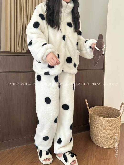 YW立领波点牛奶绒加厚居家套装(LH)(LD)-纪念日百货167898932 商品图3