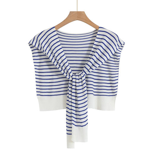 薄款时尚条纹针织百搭坎肩搭肩 商品图1