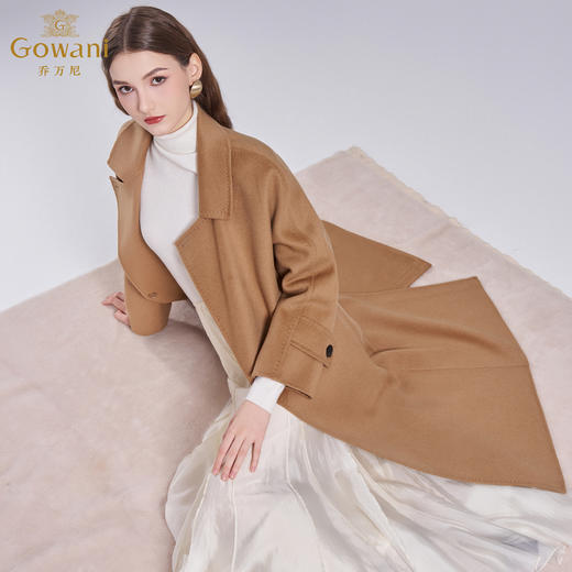 【羊绒】乔万尼新款羊毛羊绒大衣经典驼色高级感收腰设计EI4A598 商品图2