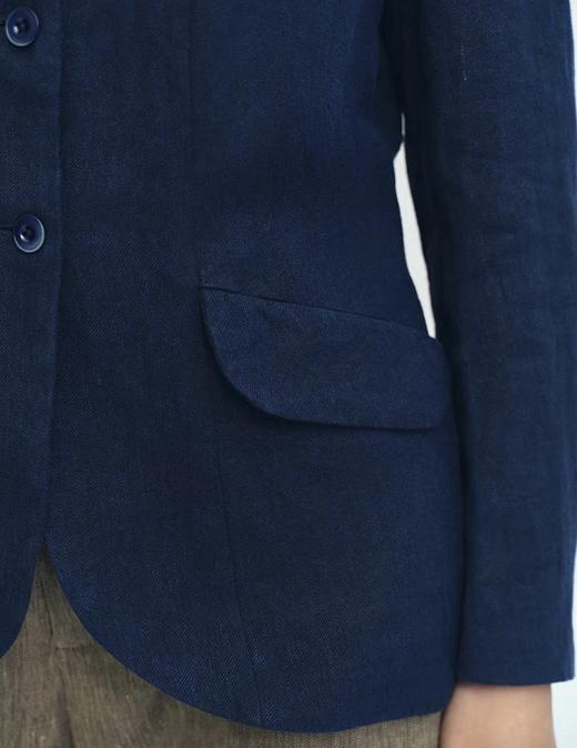 Jai  绀青蓝/沙色日本亚麻曼德勒西装夹克 商品图6