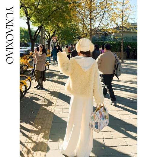 余潇潇【自在老钱】绵羊毛混纺垂坠慵懒风百搭舒适抽绳阔腿休闲裤 商品图3