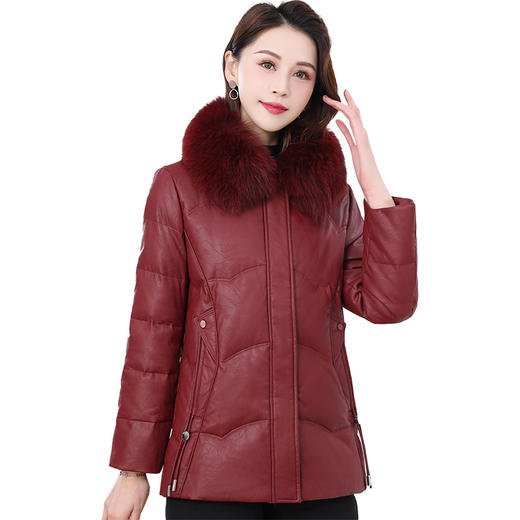QYM 4B13洋气妈妈冬装短款羽绒服气质皮衣外套 商品图4