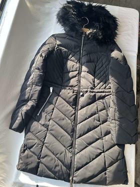 贝壳三 秋冬加厚连帽中长款羽绒服修身收腰毛领连帽外套C110807