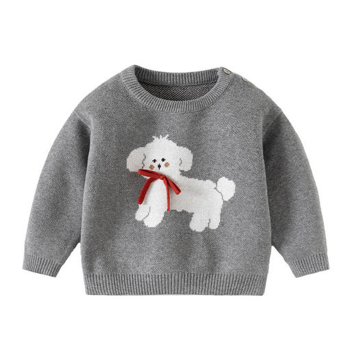 蝴蝶结小狗针织女童毛衣纯棉婴儿毛衣A类秋冬款加厚柔软女童上衣 商品图4