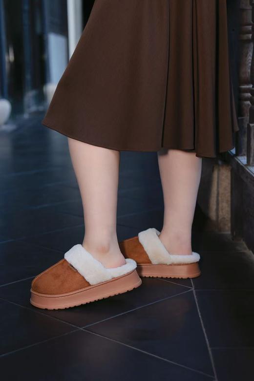 一周内发货【棉拖鞋】跟高约4.5厘米，保暖毛绒拖鞋，短毛绵软感，鞋底防滑，室内冬天穿着保暖~ 商品图4