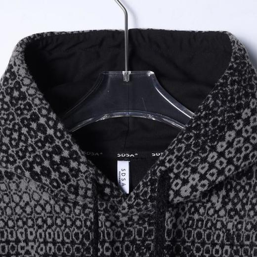 WY1286SDSA男士秋冬新款痞帅男装简约撞色格子提花抽绳连帽卫衣百搭宽松 商品图2