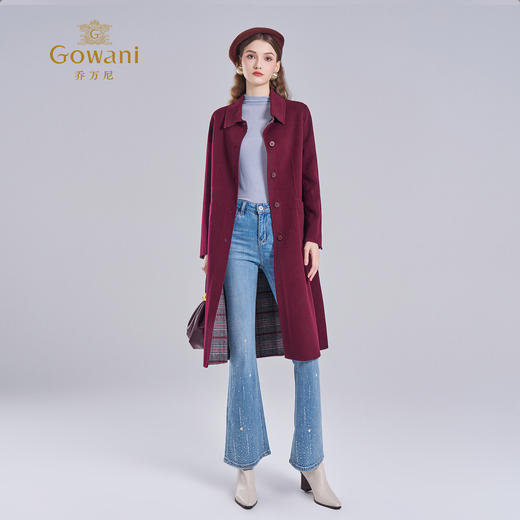 乔万尼新款绵羊毛中长款大衣高级感双面尼EI4A585 商品图3