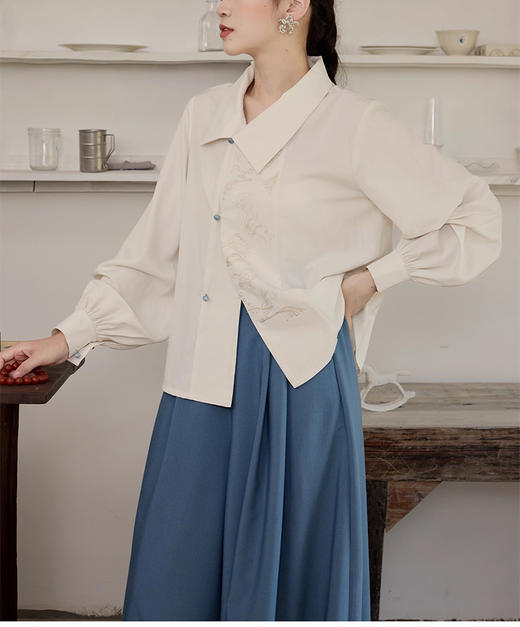 裁缝学苑AQ565长袖衬衫上衣国风阔腿裤通勤套装纸样女装汉服两件套样板 商品图6