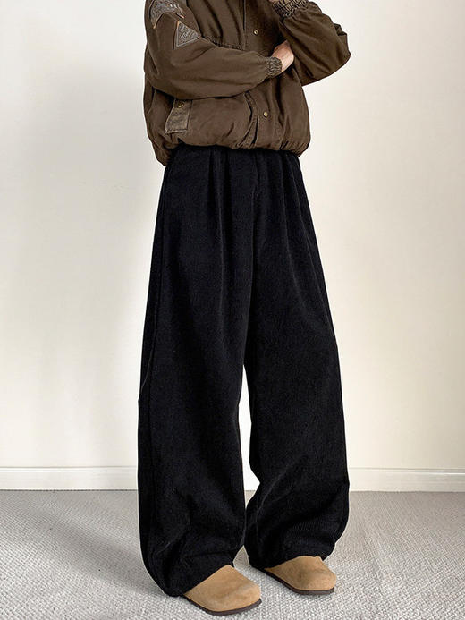 【GZ】无忧购灯芯绒男裤子秋冬加绒加厚老钱风宽松垂感阔腿休闲裤A8071（截单后3-5天发货) 商品图3