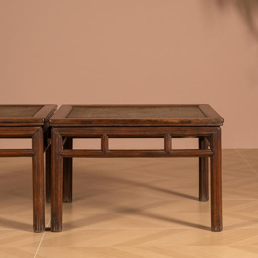 清早期	黄花梨瓜棱腿直枨矮栳大禅凳（一对） 商品图2