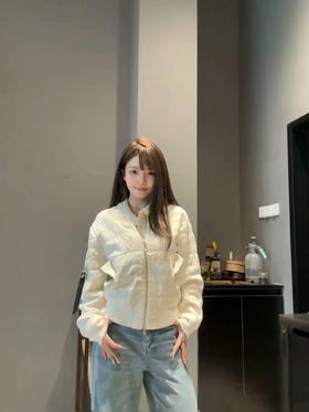 香奈儿 25秋冬新款白色格纹夹克外套（TM）