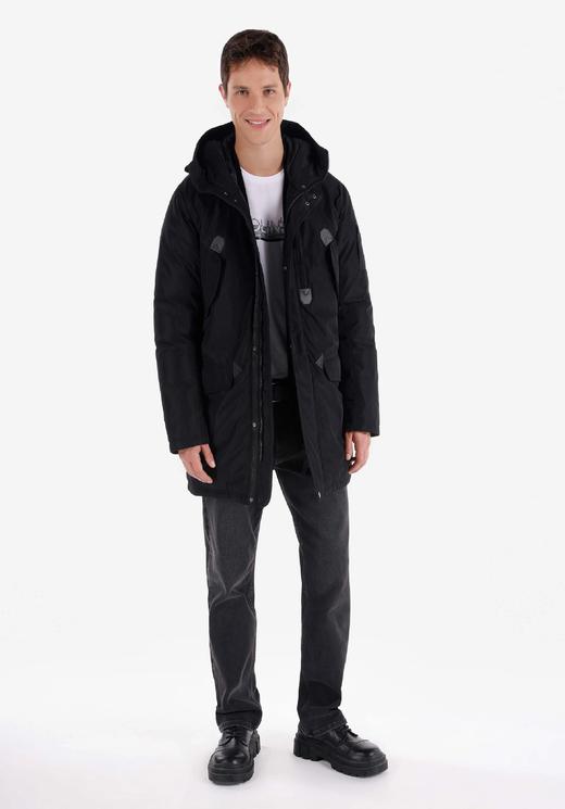 贝壳三 户外工装风加厚黑色派克棉衣御寒保暖连帽棉服男C110828 商品图7