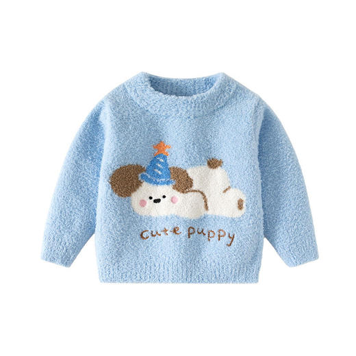 小狗趴趴冬季保暖半边绒婴儿毛衣A类加厚款云感蓬松柔软男童毛衣 商品图4