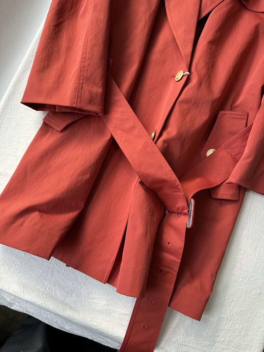 贝壳三 英伦风双排扣复古宽松风衣腰带收腰显瘦短款外套C110819 商品图7