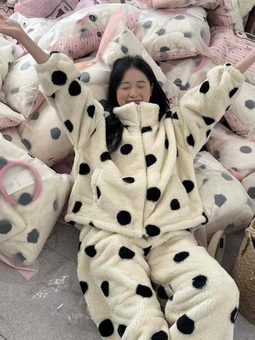 YW立领波点牛奶绒加厚居家套装(LH)(LD)-纪念日百货167898932 商品图2