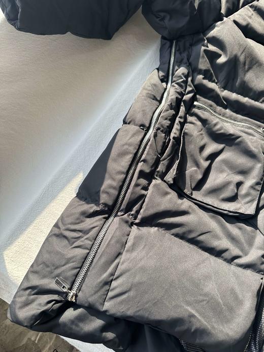 贝壳三 工装风口袋宽松厚实连帽羽绒服女中长款百搭棉服C110808 商品图12