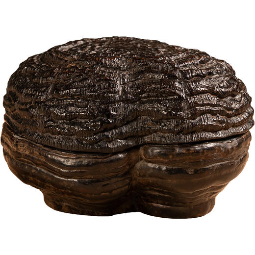 清	紫檀配沉香木雕灵芝纹随形香盒 商品图5