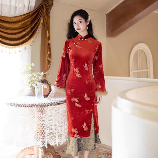 MYJ 旗袍改良气质加厚加绒新中式日常连衣裙 商品图0