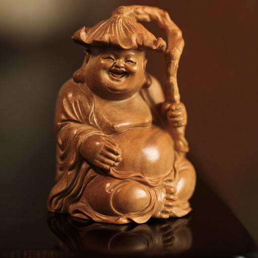 【青山特惠】老山檀香 | 和气生财·弥勒 摆件 一木雕成 b40 商品图0