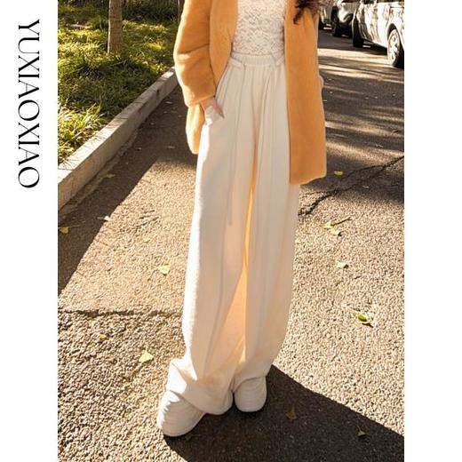 余潇潇【自在老钱】绵羊毛混纺垂坠慵懒风百搭舒适抽绳阔腿休闲裤 商品图0