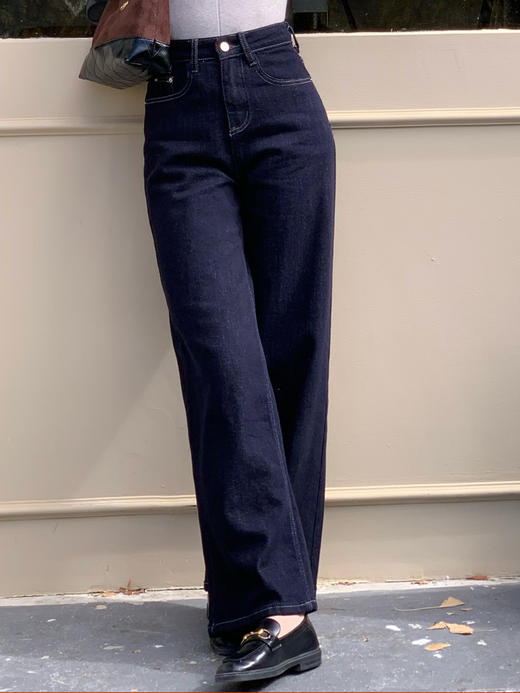 【百图lulu定制】【预售10天发】【王牌牛仔裤】新疆长绒棉 高腰收腹 显腿长显腿直 外层磨毛 厚实牛仔直筒裤 商品图11