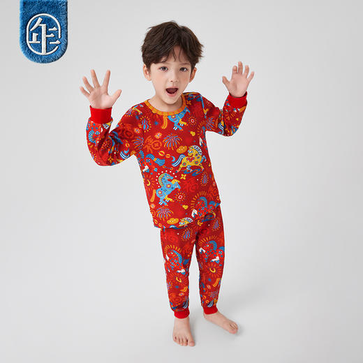 【云优选】年衣童装家居服套装冬季新款男女童居家内衣盛世跃马家居服套装 商品图3