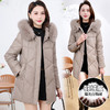 QYM 4B16加厚保暖PU皮棉服中长款时尚洋气大毛领皮棉衣外套 商品缩略图2