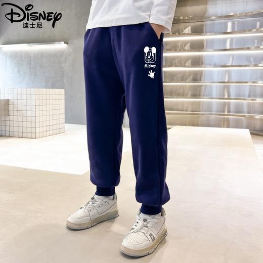 迪士尼男童裤子冬季加绒加厚洋气潮儿童秋装男运动裤一体绒冬装 商品图0