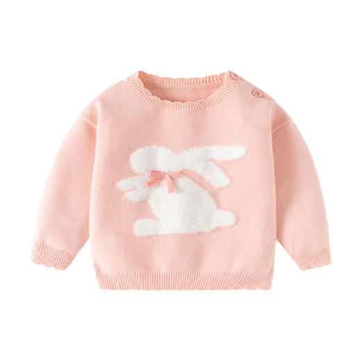 乖小兔花边领针织女童毛衣纯棉A类婴儿毛衣秋冬甜美可爱宝宝毛衣 商品图4