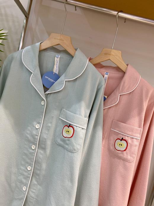 松植屋秋冬女款纯色加厚磨毛绒布长袖睡衣套装100%全棉绒布家居服 商品图4