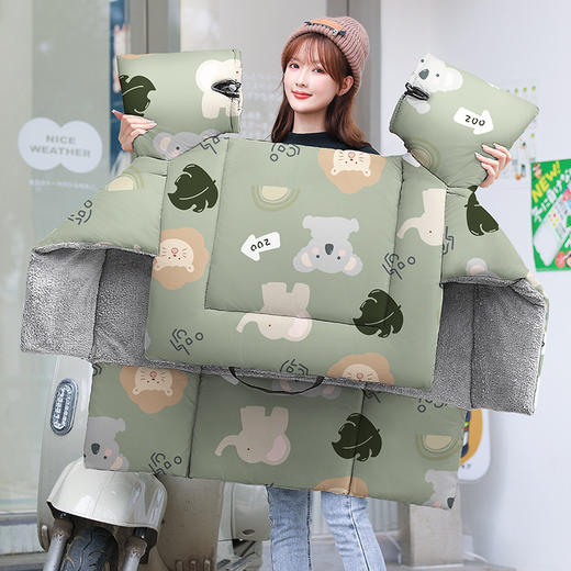 加大加厚【防水保暖❗️适用多种车型】森系卡通加绒加厚防水风挡电瓶车摩托防风罩电动车挡风被冬季冬款。ja 商品图2