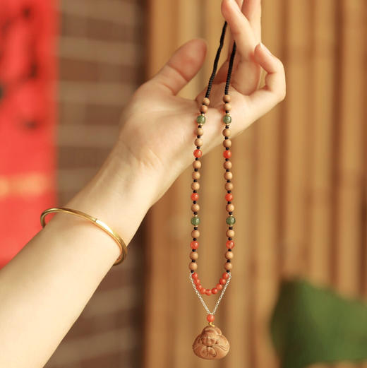 【青山特惠】5mm22颗山檀香 | 弥勒佛·吊坠 搭配：和田玉、南红、925银镀金s4  商品图6