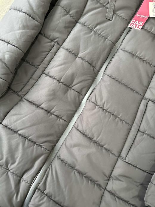 贝壳三 纯色绗缝中长款纯色棉服加厚保暖百搭女士棉衣C110823 商品图8