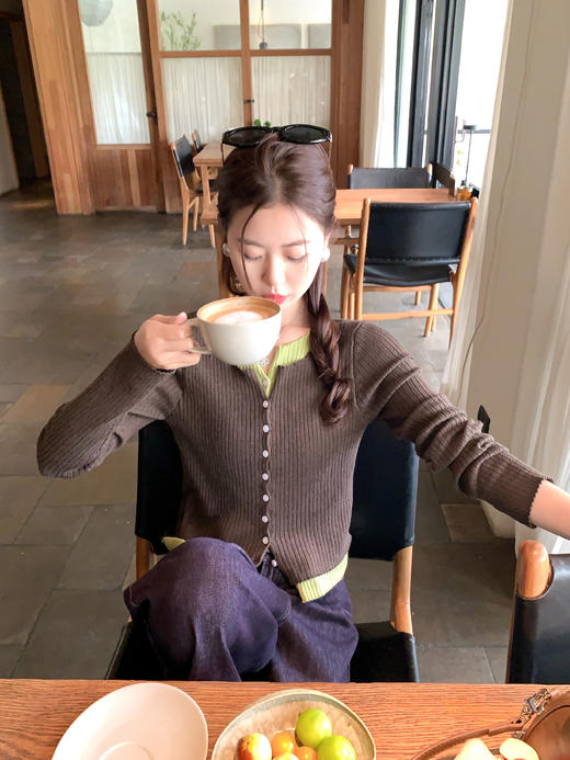 【149元任选2件】现货！假两件撞色排扣设计针织T 商品图5