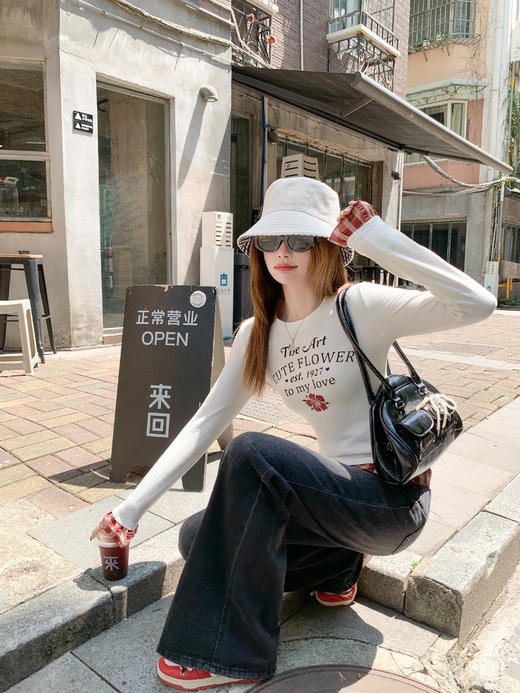 【189元任选2件】现货！黑灰色牛仔微喇裤 商品图10