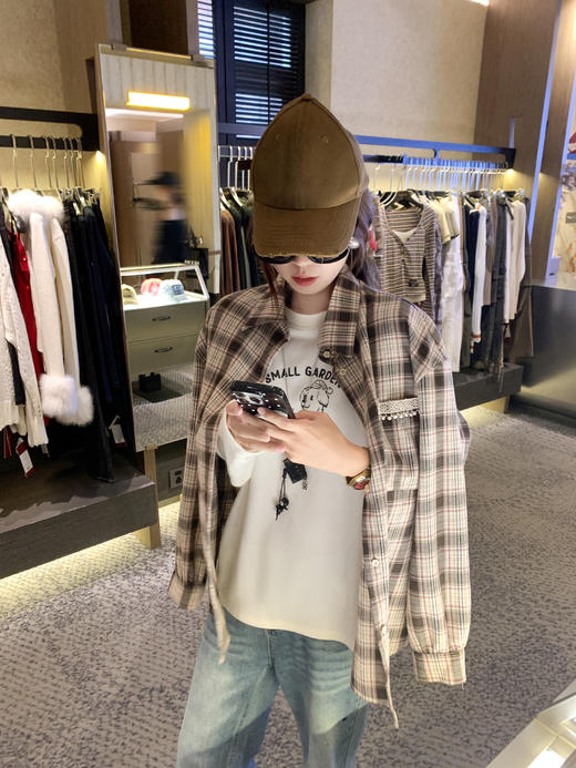 【169元任选2件】现货！粉咖格子衬衫 商品图9