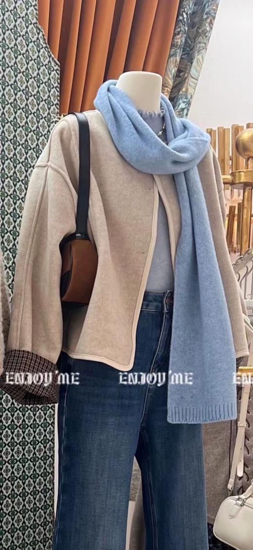 【门店同款】ENJOY冬季“暖冬知性”韩系格纹拼接外套 167493071 商品图0