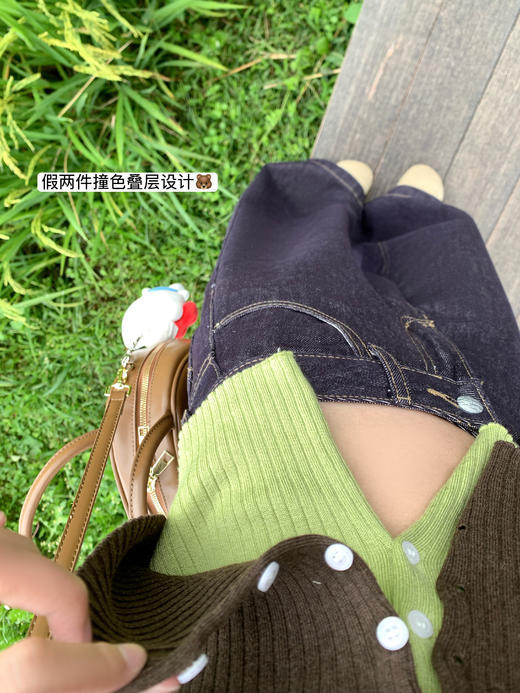 【149元任选2件】现货！假两件撞色排扣设计针织T 商品图12