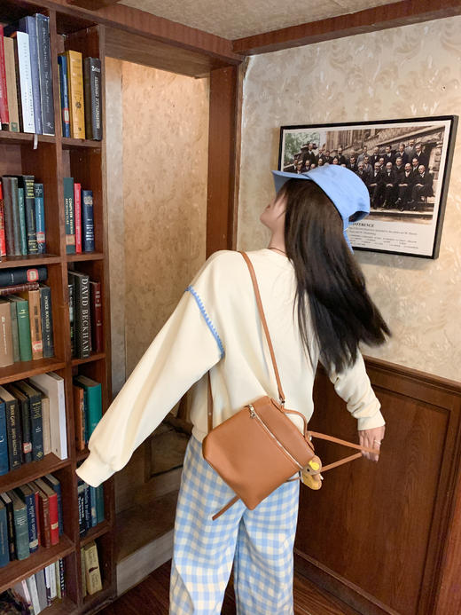 【169元任选2件】现货！杏色蓝色绣花圆领卫衣 商品图6