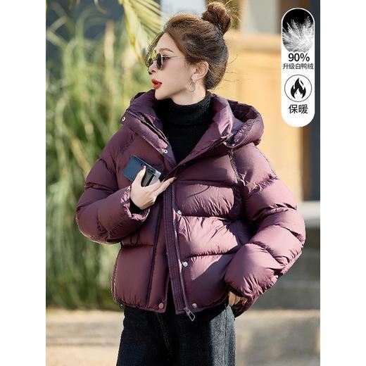 超好看紫色羽绒服短款，时尚连帽加厚保暖面包服外套HR-SYY2685 商品图3