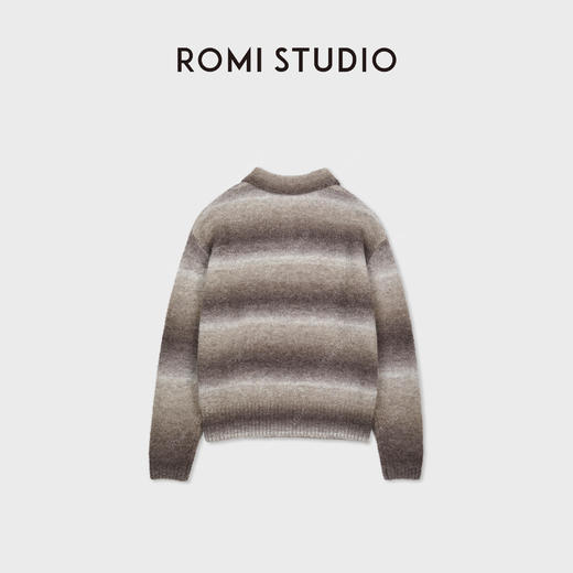 ROMI STUDIO羊毛混纺亲肤挺括渐变复古感POLO套头毛衫RWCASU6967 商品图1