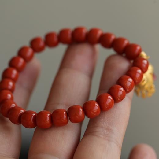 【孤品秒杀】“马上有福”满肉满色南红老型珠手串8mm JD 商品图2
