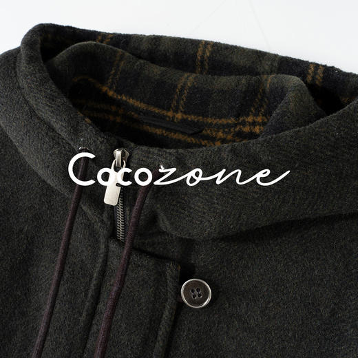 COCO ZONE 刘一一 “花纱大衣”绵羊毛混纺连帽口袋外套 CD2A2412 商品图2