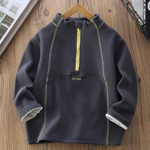 110-170男童加绒打底衫秋冬半拉链儿童加厚保暖卫衣中大童长袖 商品图3