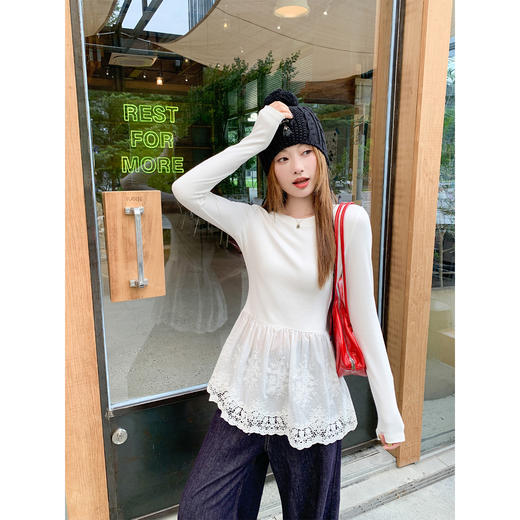 <曾小咸推荐>3.17现货秒杀 ！微信超特价！蕾丝下摆拼接长袖 日常119.99 立减50 秒杀69.99！！ 商品图3