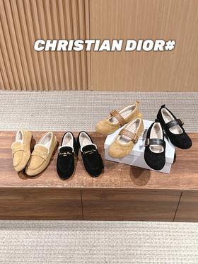 迪奥 秋冬新款羊毛玛丽珍乐福鞋平底鞋（DBG）